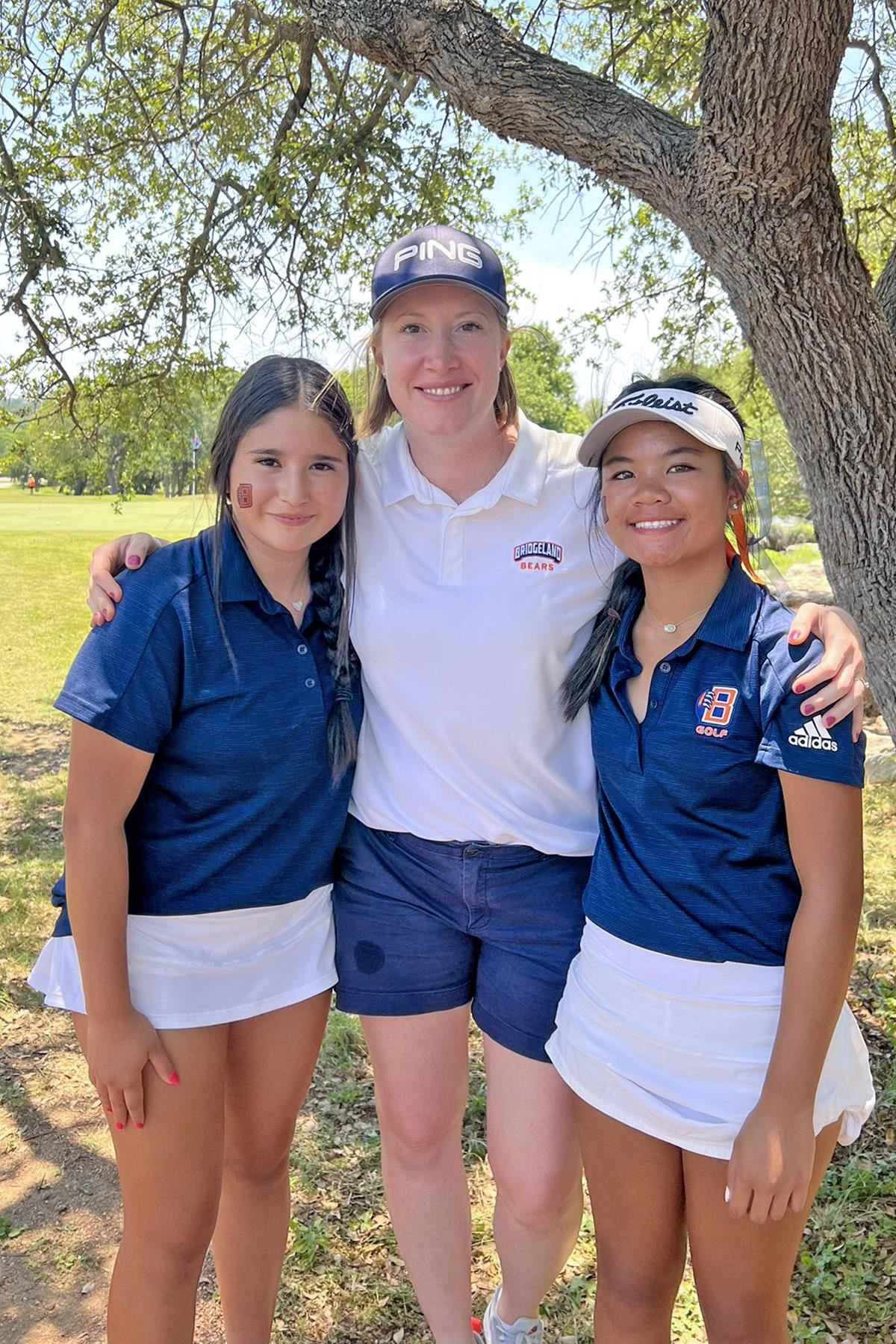 Bridgeland sophomore Jasmine Do, right, was among three CFISD golfers to compete at the UIL Girls’ Golf State Tournament.